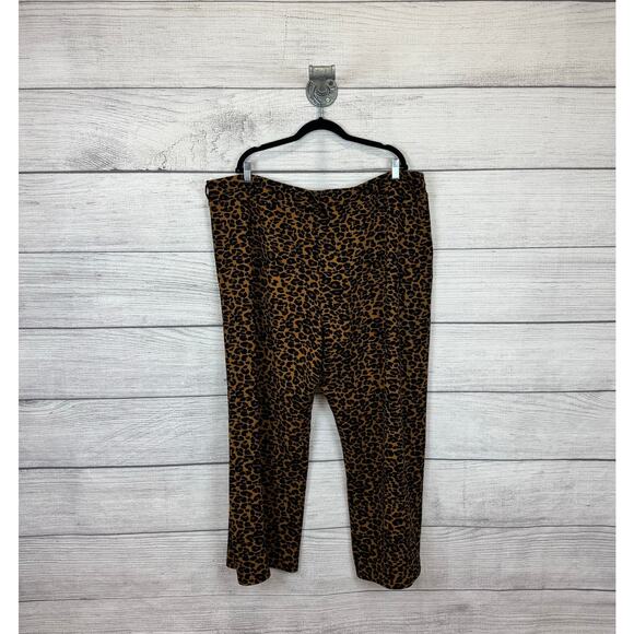 Terra & Sky Plus Size Brown Black Cheetah Printed Wide Leg Pants Size 3X Petite - Picture 7 of 7